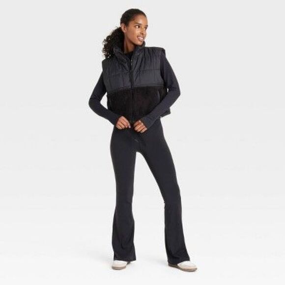 JoyLab - Joylab Women's Quilted High-Pile Vest Faux Fur Ins Black - Picture 2 of 2